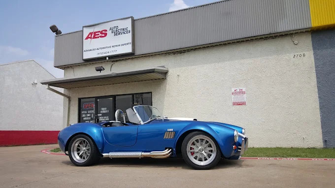 Classic Shelby Cobra in front of AES Auto Electric Services